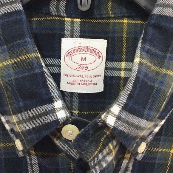 Brooks Brothers Plaid Flannel Shirt Button Front Cotton Mens Sz Med Multi-Color - Picture 2 of 4
